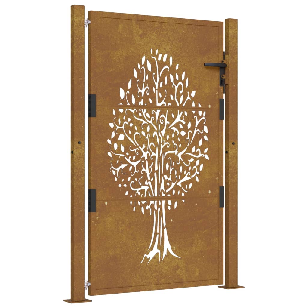 Vidaxl poort 100x125 cm boomontwerp cortenstaal