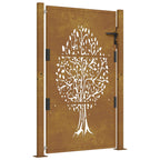 Vidaxl poort 100x150 cm boomontwerp cortenstaal