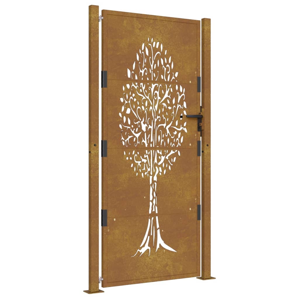 Vidaxl poort 100x175 cm boomontwerp cortenstaal