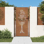 Vidaxl poort 100x200 cm cortenstaal boom ontwerp