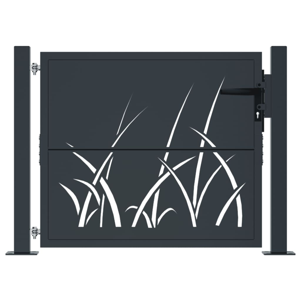 Vidaxl poort 100x100 cm met grasontwerp staal antracietkleurig