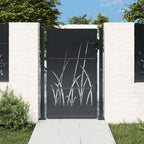 Vidaxl poort 100x125 cm met grasontwerp staal antracietkleurig