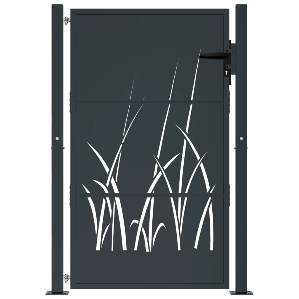 Vidaxl poort 100x150 cm met grasontwerp staal antracietkleurig