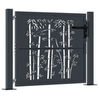 Vidaxl poort met bamboe-ontwerp 100x75 cm staal antracietkleurig