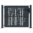 Vidaxl poort met bamboe-ontwerp 100x75 cm staal antracietkleurig