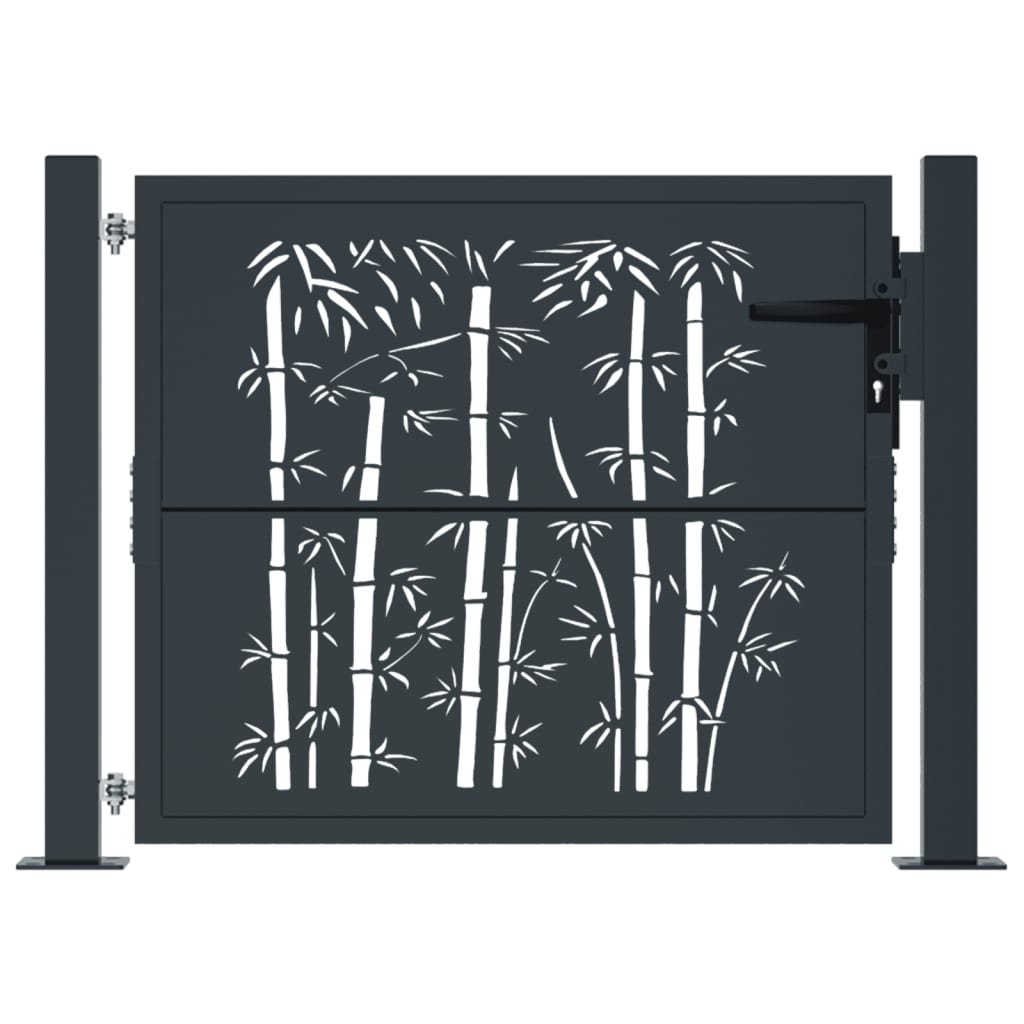 Vidaxl poort met bamboe-ontwerp 100x75 cm staal antracietkleurig