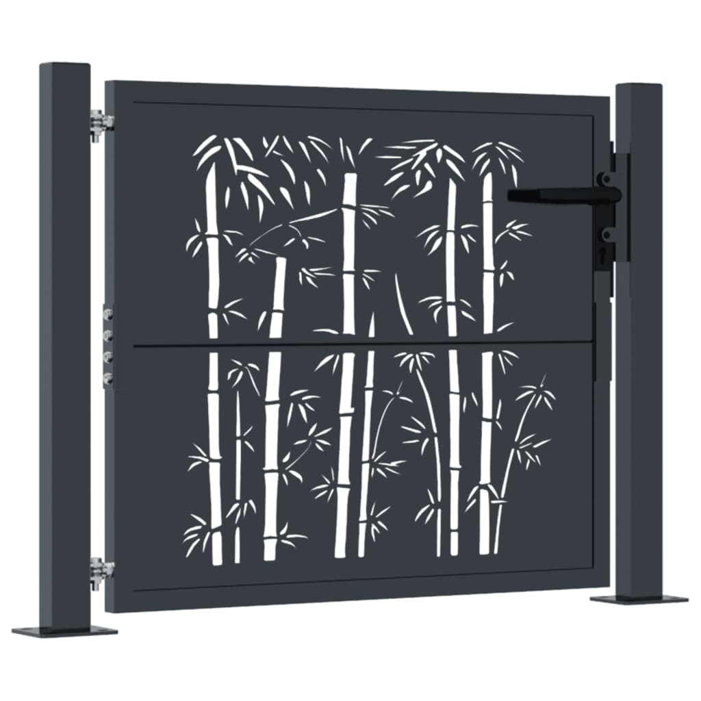 Vidaxl poort met bamboe-ontwerp 100x100 cm staal antracietkleurig