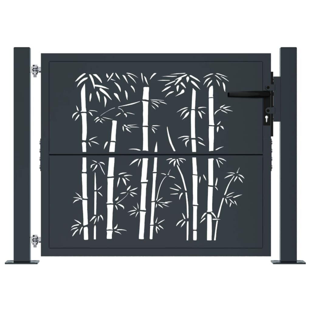 Vidaxl poort met bamboe-ontwerp 100x100 cm staal antracietkleurig