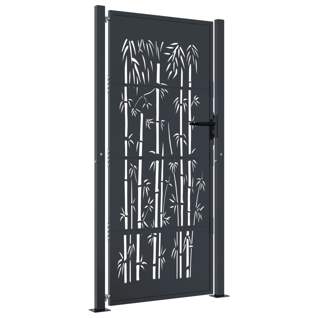 Vidaxl poort met bamboe-ontwerp 100x175 cm staal antracietkleurig