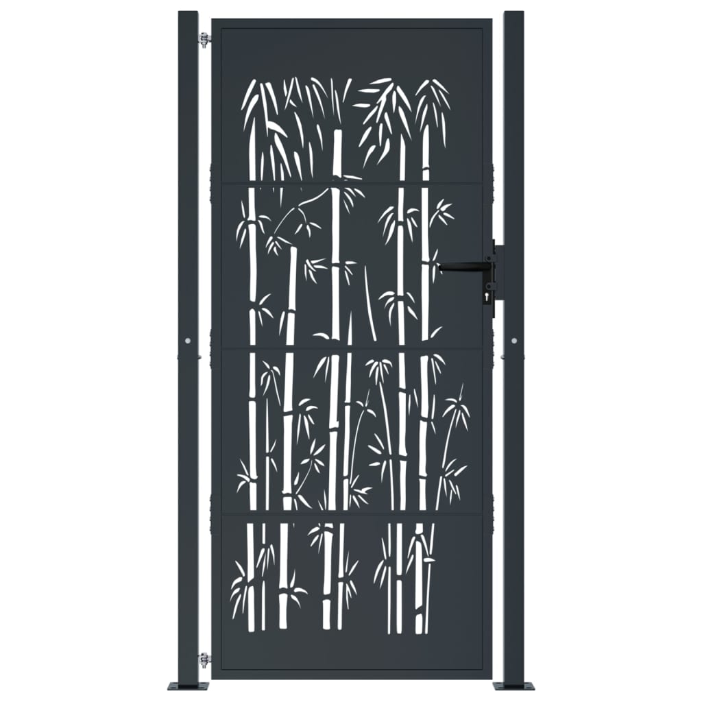 Vidaxl poort met bamboe-ontwerp 100x200 cm staal antracietkleurig