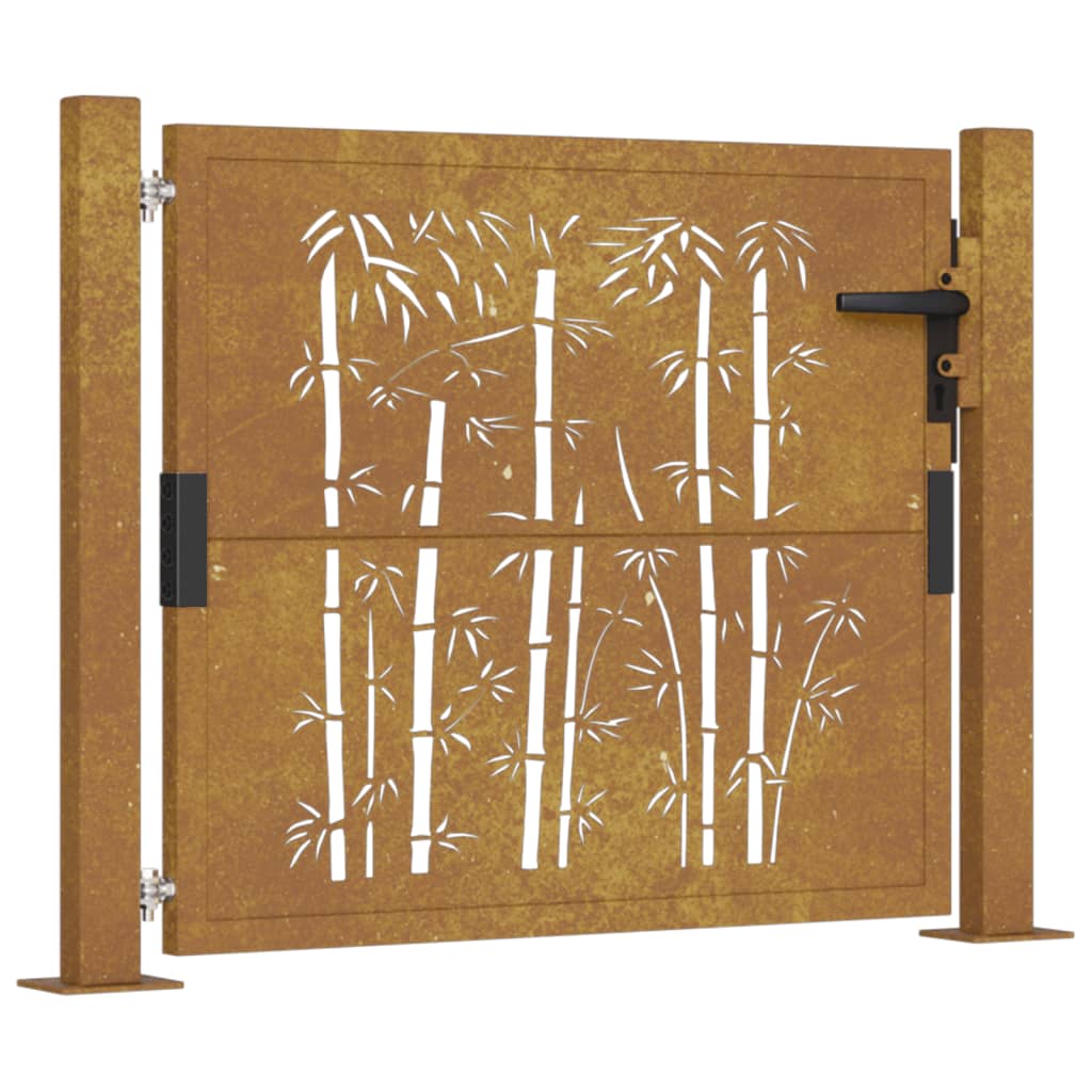 Vidaxl poort met bamboe-ontwerp 100x75 cm cortenstaal