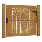 Vidaxl poort met bamboe-ontwerp 105x105 cm cortenstaal