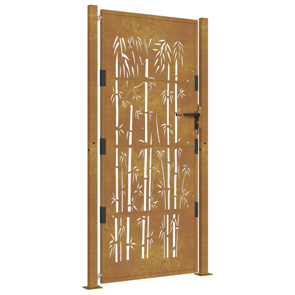 Vidaxl poort met bamboe-ontwerp 100x200 cm cortenstaal