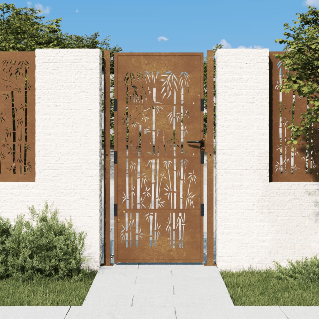 Vidaxl poort met bamboe-ontwerp 100x200 cm cortenstaal