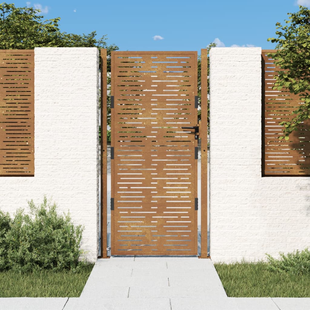 Vidaxl poort 100x175 cm vierkant cortenstaal