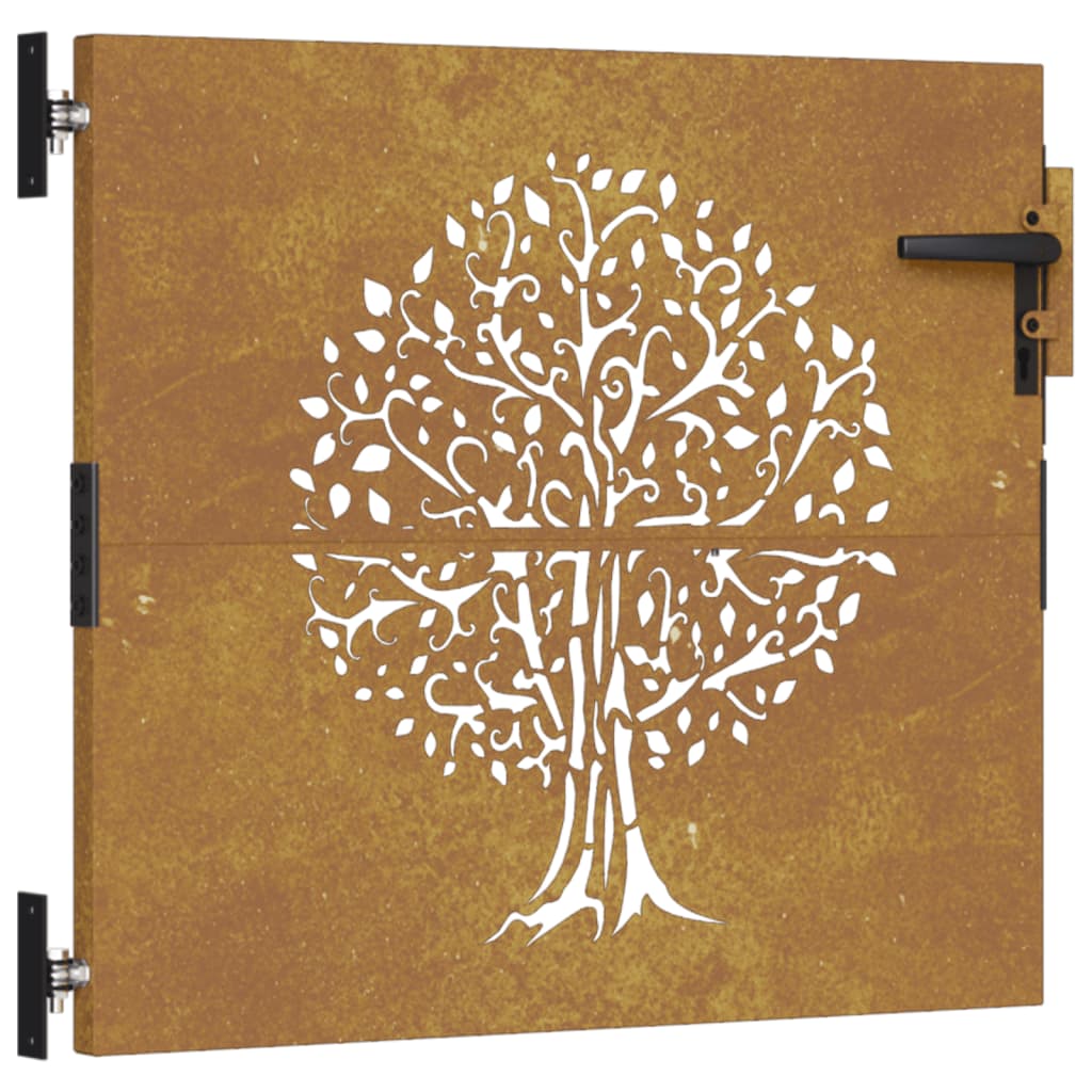 Vidaxl poort 85x100 cm boomontwerp cortenstaal