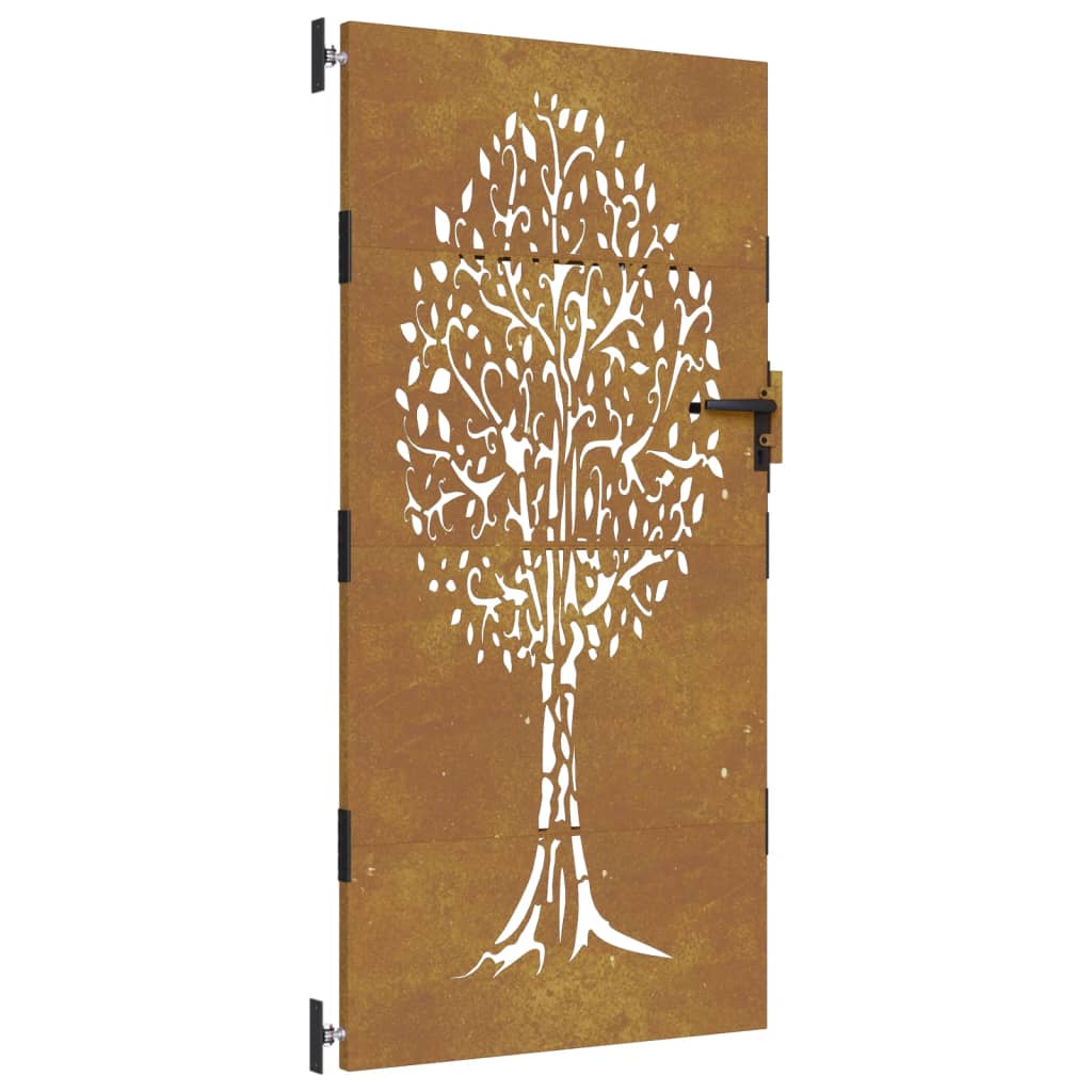 Vidaxl poort 85x200 cm boomontwerp cortenstaal