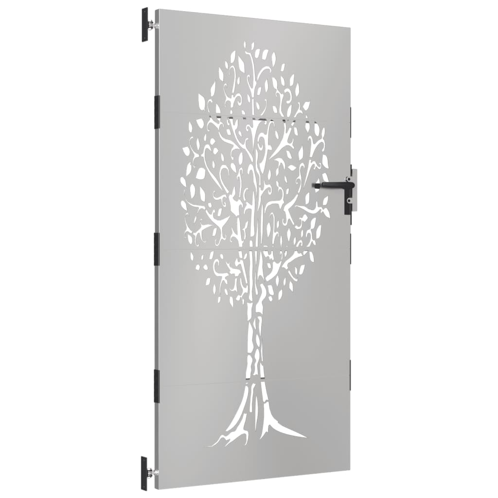 Vidaxl poort 85x200 cm boomontwerp cortenstaal