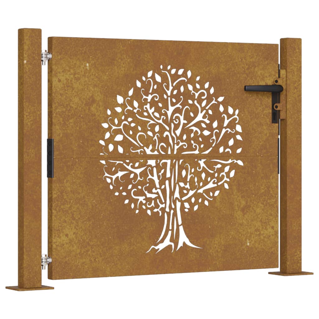 Vidaxl poort 100x100 cm boomontwerp cortenstaal