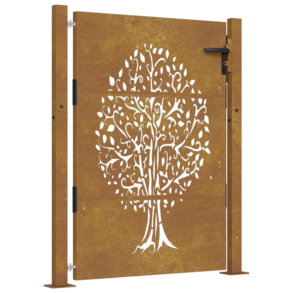 Vidaxl poort 100x125 cm boomontwerp cortenstaal