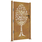 Vidaxl poort 100x200 cm cortenstaal boom ontwerp