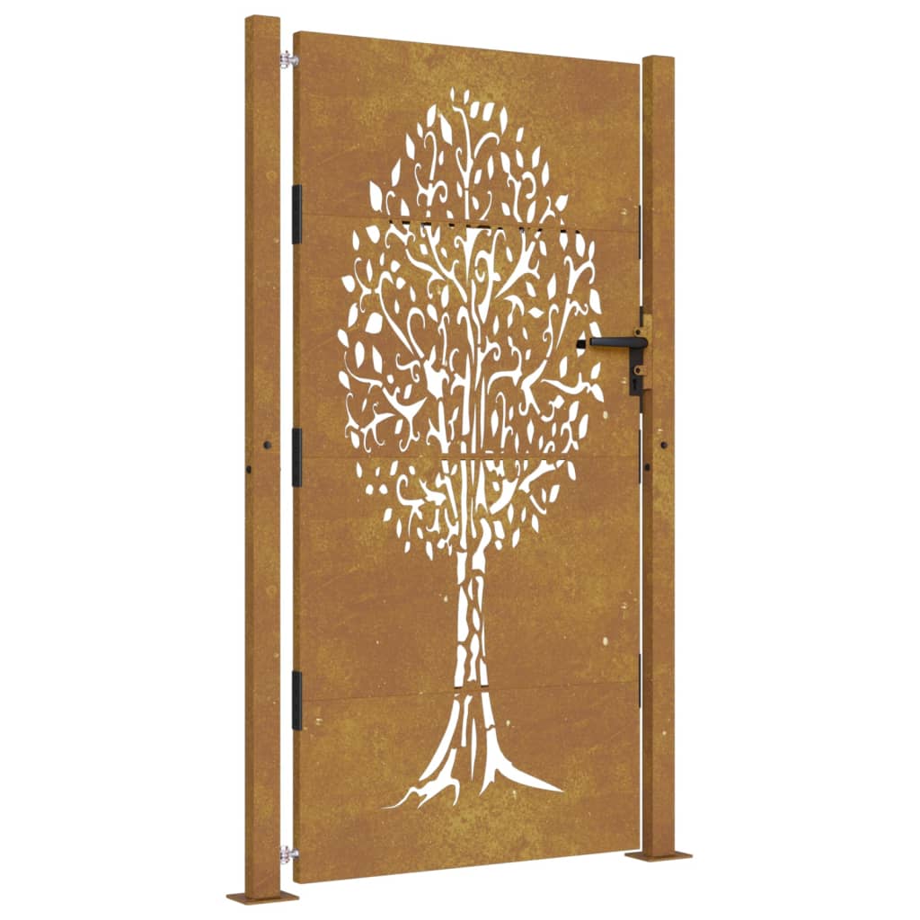 Vidaxl poort 100x200 cm cortenstaal boom ontwerp