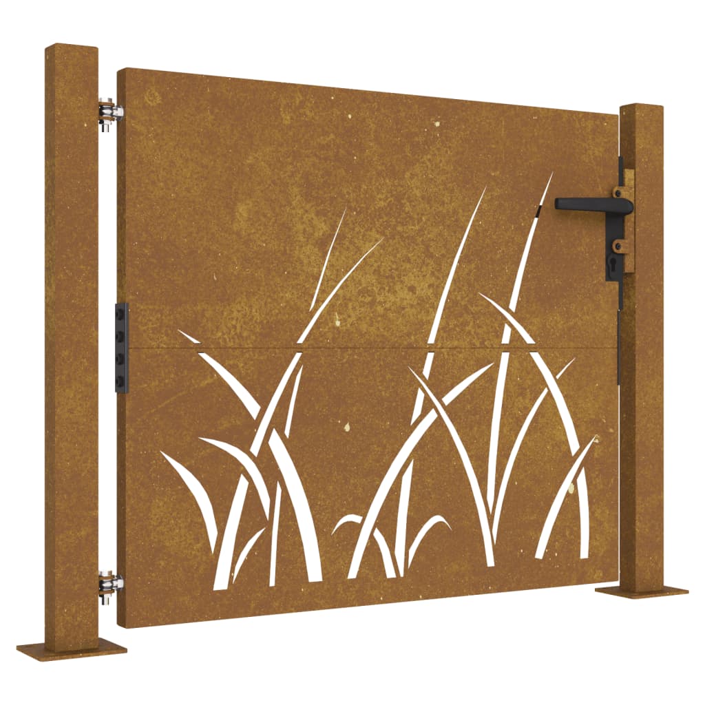 Vidaxl poort 100x75 cm grasontwerp cortenstaal