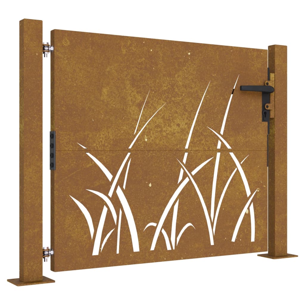 Vidaxl poort 100x100 cm grasontwerp cortenstaal