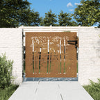 Vidaxl poort 85x75 cm bamboe-ontwerp cortenstaal