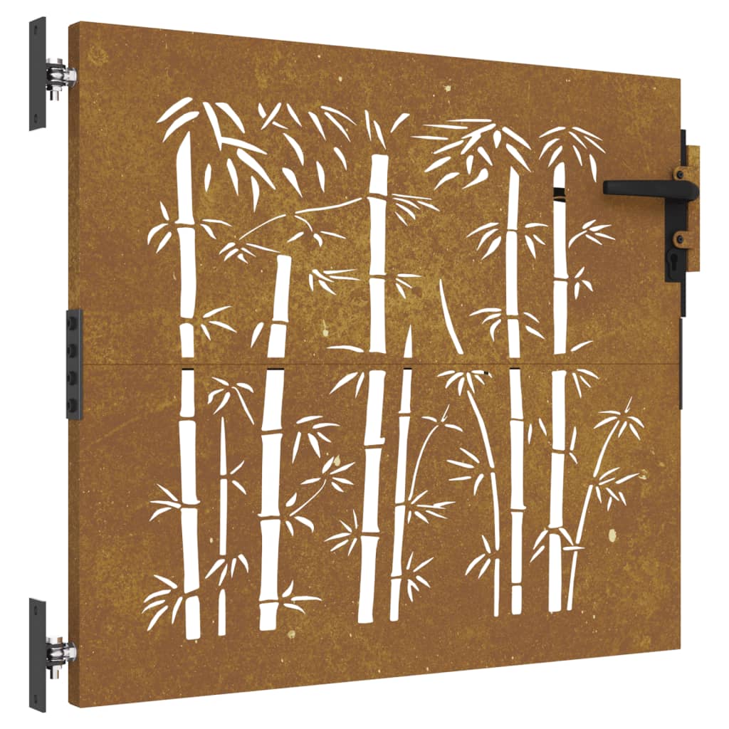 Vidaxl poort 85x100 cm bamboe-ontwerp cortenstaal