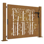 Vidaxl poort 100x75 cm bamboe-ontwerp cortenstaal
