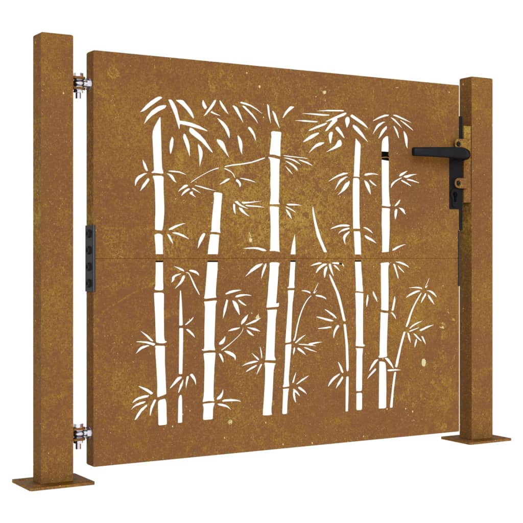 Vidaxl poort 100x100 cm bamboe-ontwerp cortenstaal