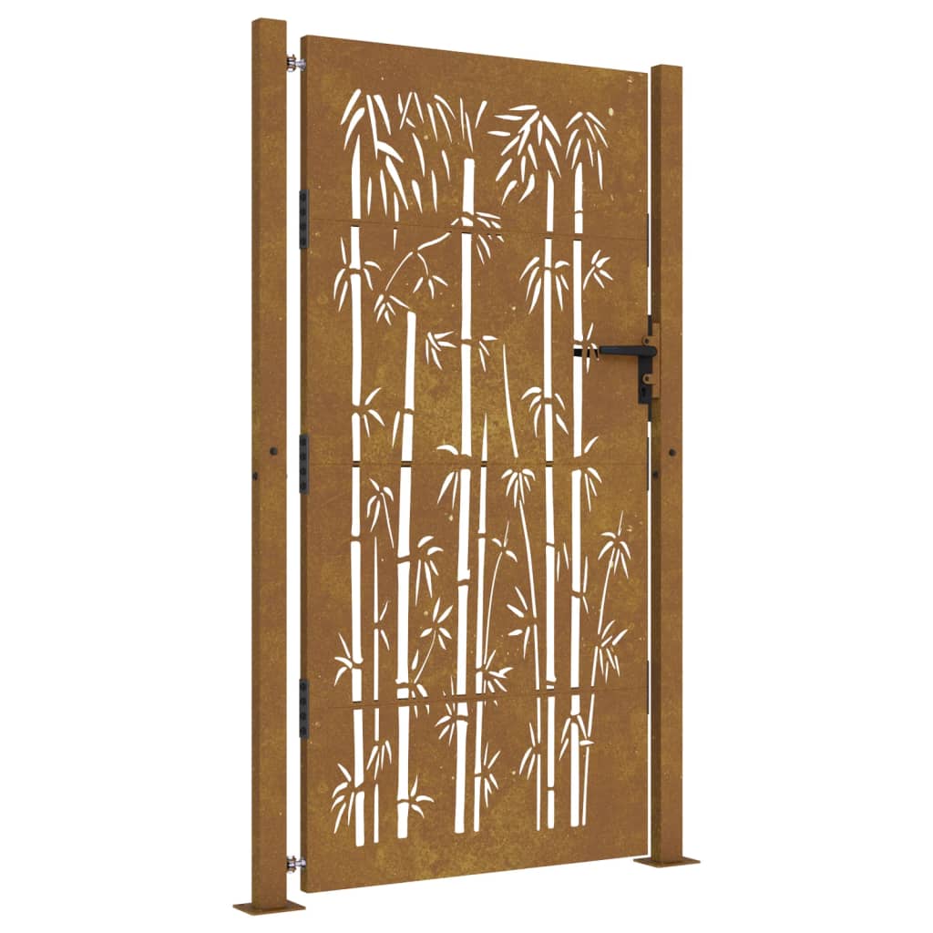Vidaxl poort 100x200 cm bamboe-ontwerp cortenstaal
