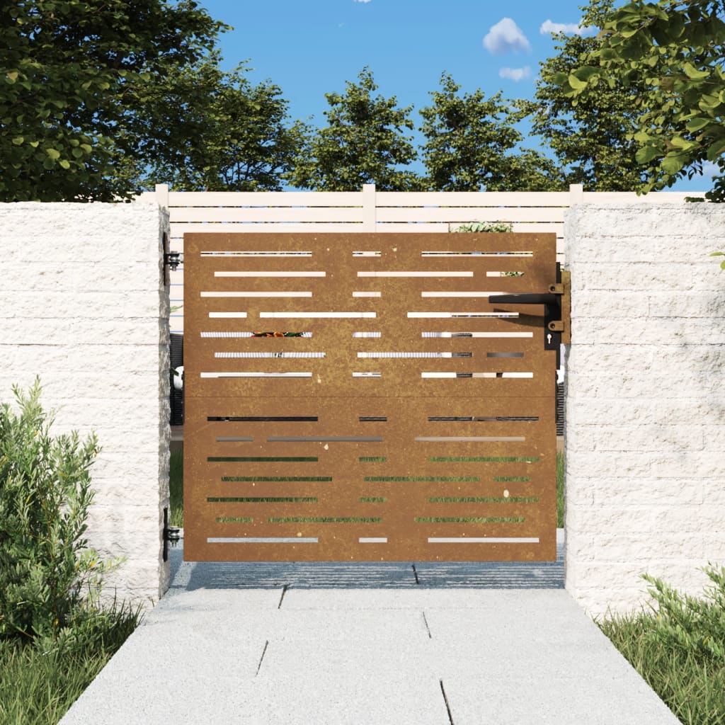 Vidaxl poort 85x100 cm vierkant cortenstaal