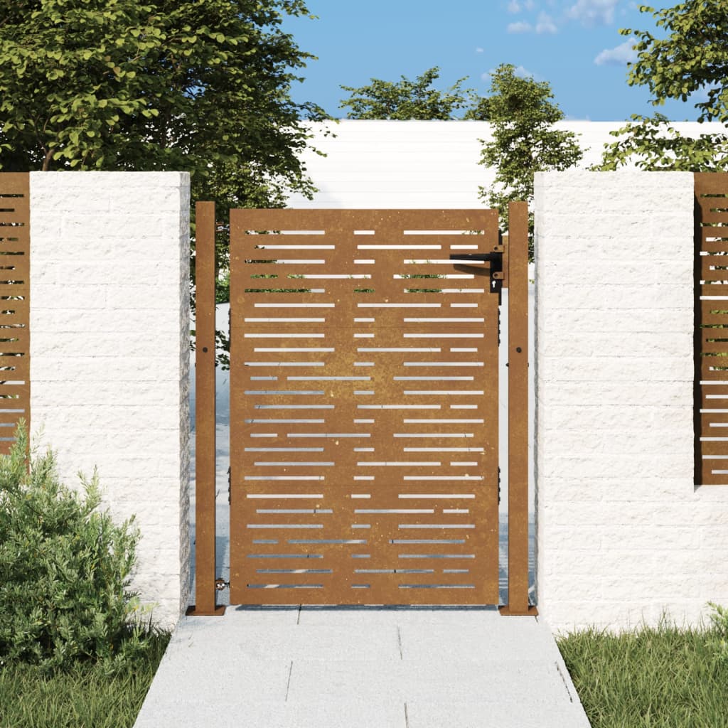 Vidaxl poort 100x125 cm vierkant cortenstaal