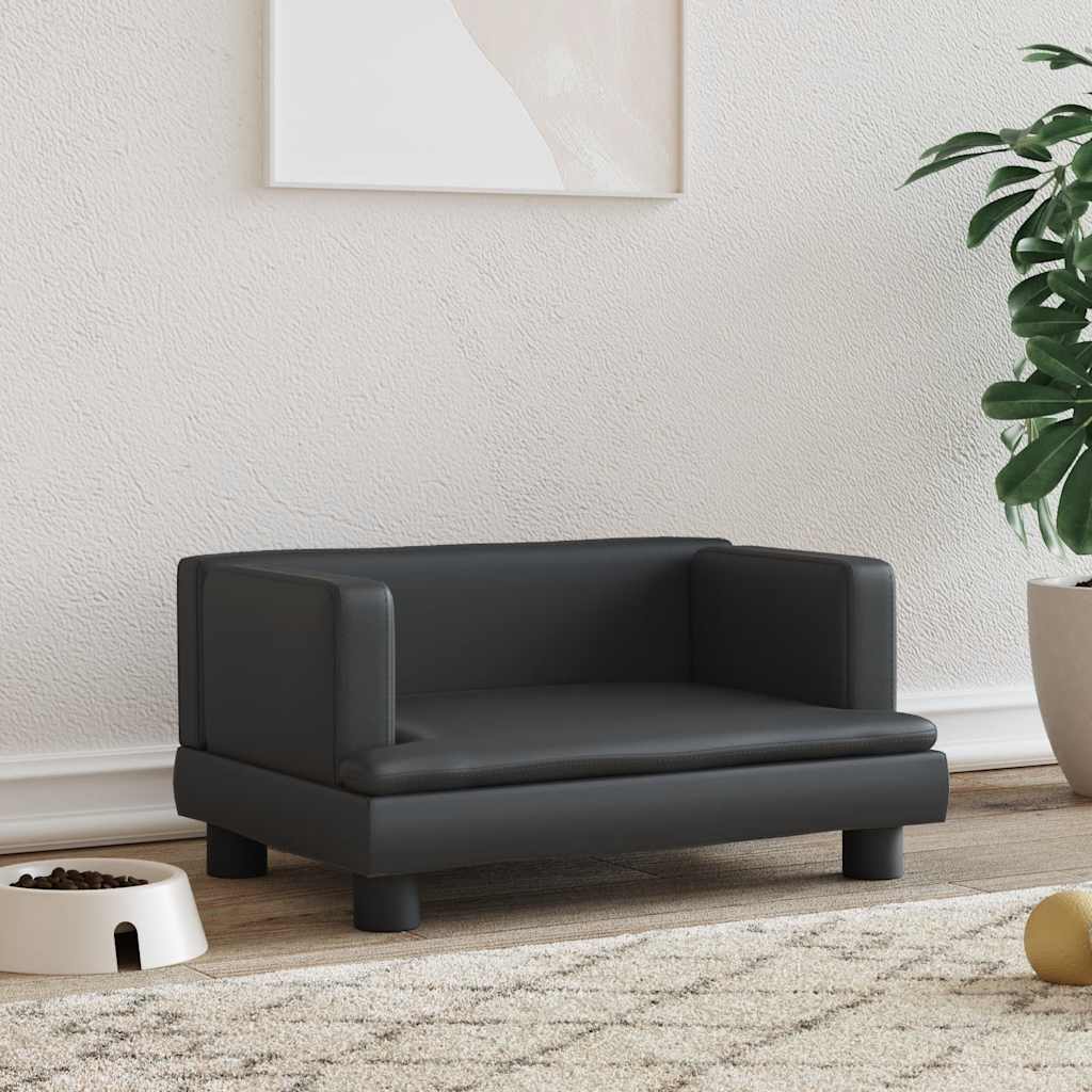 Vidaxl hondenmand 60x40x30 cm kunstleer zwart