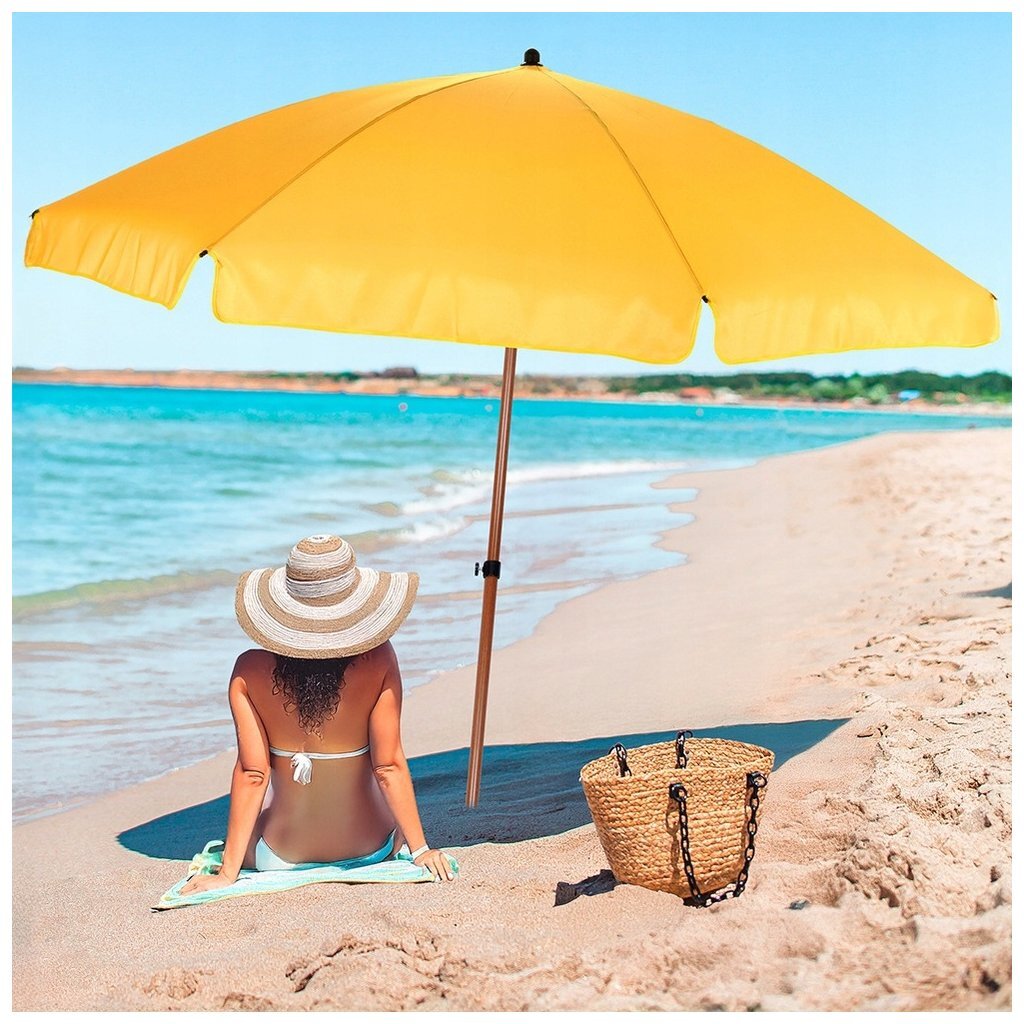 Overige Merken - Overige Merken Parasol met houtlook 220 cm geel