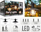Pro Garden - Garden party lights buitenverlichting 6 led filament lampen warm wit 55 meter feestverlichting voor buiten