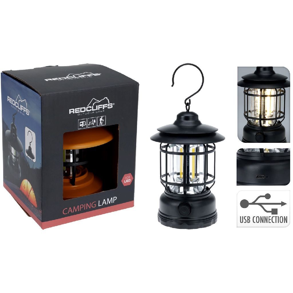 Redcliffs - Redcliffs campinglamp usb oplaadbaar zwart