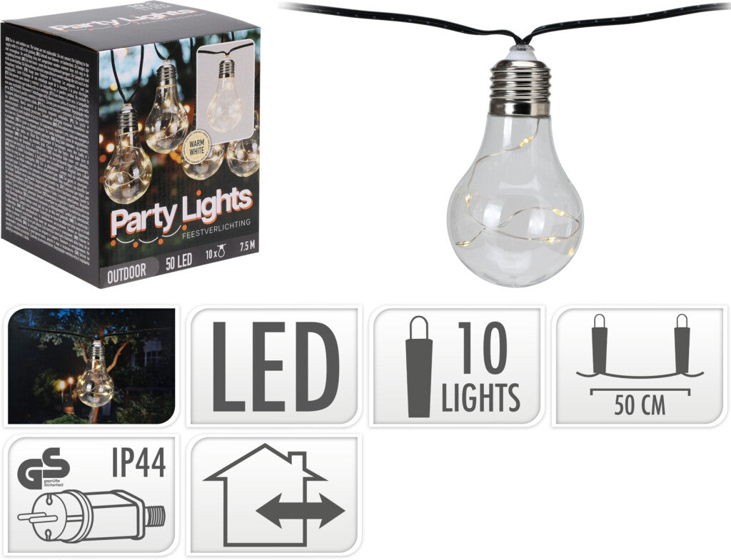 Pro Garden - Garden feestverlichting 10lampjes warm wit