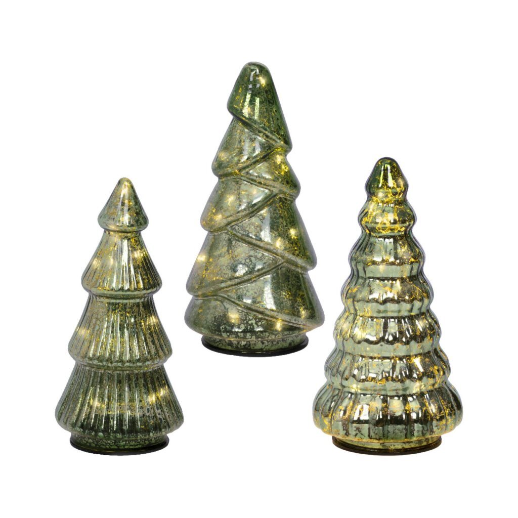 Overige Merken - Overige Merken Glazen micro led bomen set groen