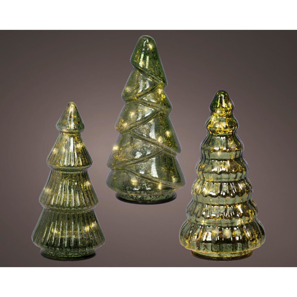 Overige Merken - Overige Merken Glazen micro led bomen set groen