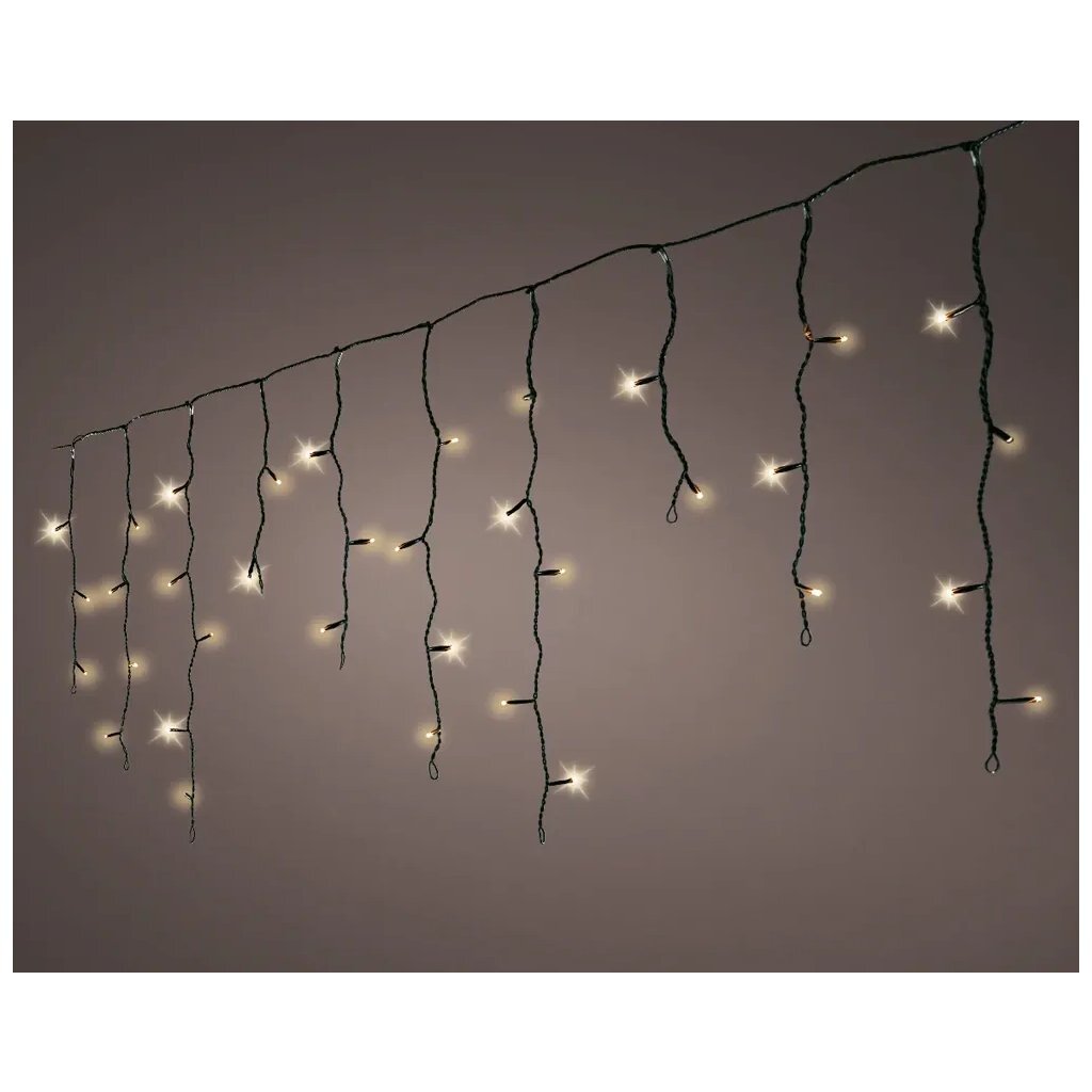 Lumineo - Lumineo led snoer icicle twinkle 119 led's 500 cm soft gold zwart