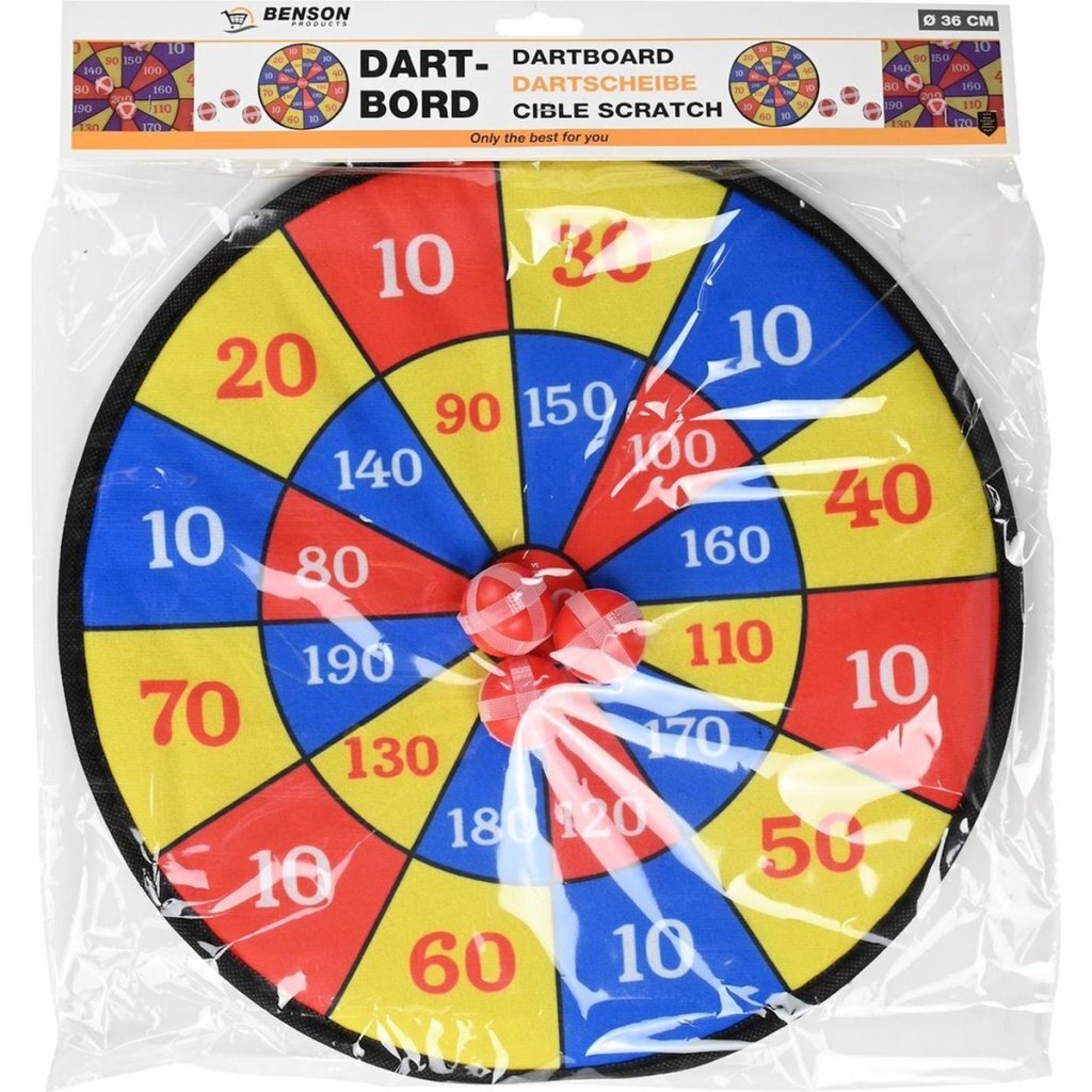 Benson - Benson dartbord klittenband 36 cm + 3 ballen