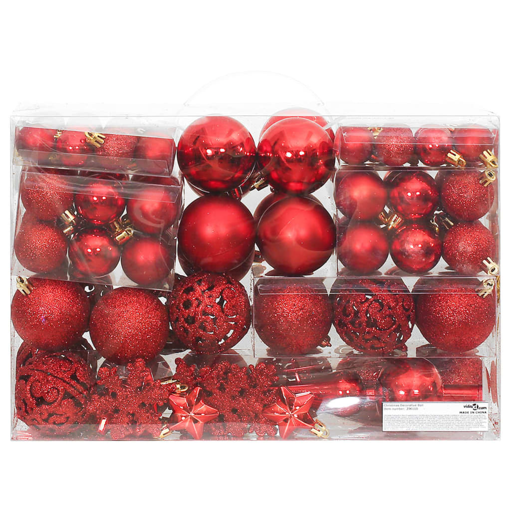 Vidaxl 111-delige kerstballenset polystyreen rood