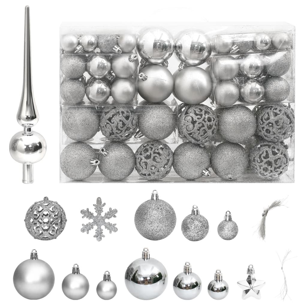 Vidaxl 111-delige kerstballenset polystyreen zilverkleurig