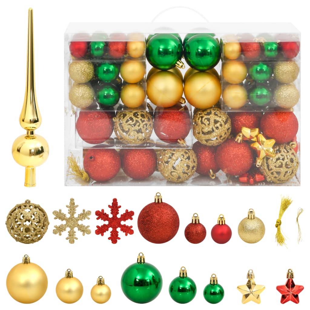 Vidaxl 112-delige kerstballenset polystyreen rood groen en goudkleurig