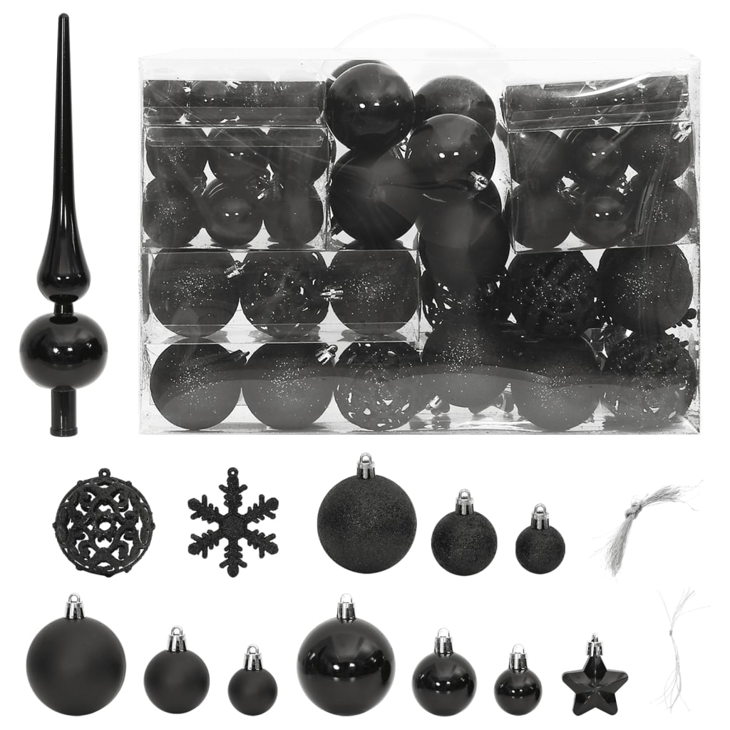 Vidaxl 111-delige kerstballenset polystyreen zwart