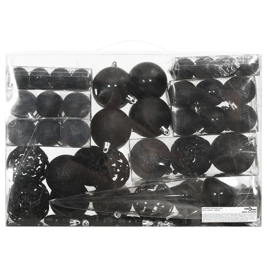 Vidaxl 111-delige kerstballenset polystyreen zwart