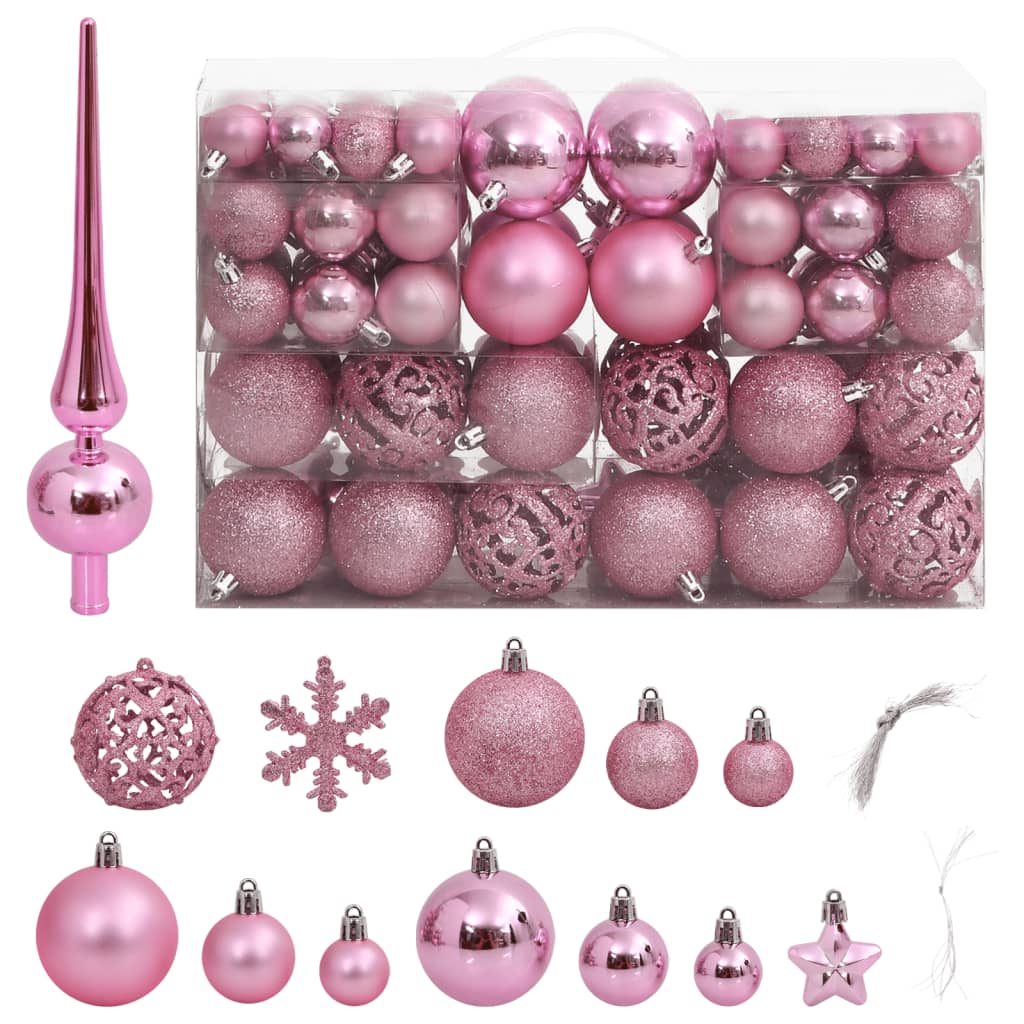 Vidaxl 111-delige kerstballenset polystyreen roze